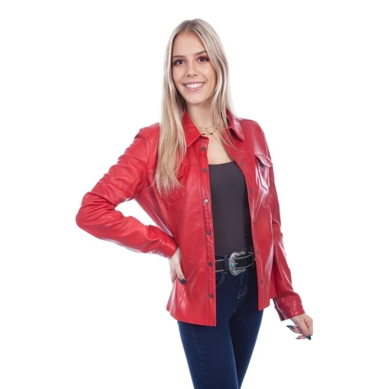 casual oversized shacket for women -Scully Western Jacket Womens Snap Front Leather Lined F0_L1024