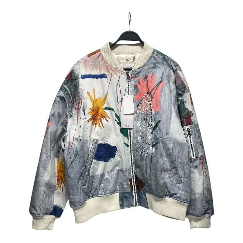 chic oversized blazer for women -WHO DECIDES WAR/H&M/Flight Jkt/XL/Nylon/WHT/All Over Print/FLORAL WDW BOMBER