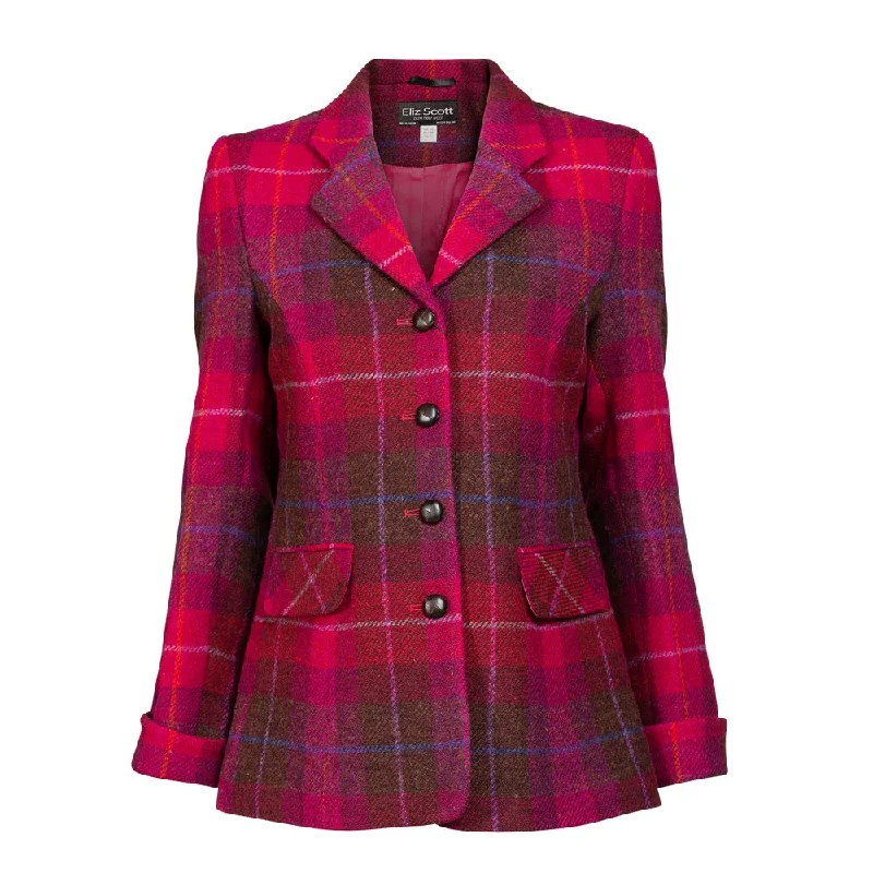 classic camel coat for ladies -Women's Harris Tweed Jacket - Maggie - Red/Brown Check