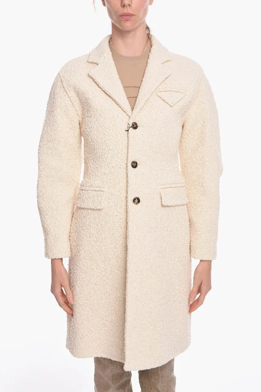 women's outdoor fleece jacket -Bottega Veneta Stretch Cotton-bouclé Single-breasted Coat