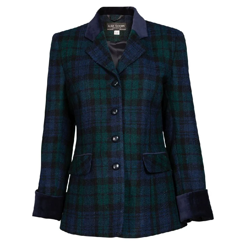 military-style coat for women -Women's Harris Tweed Jacket - Maggie - Black Watch