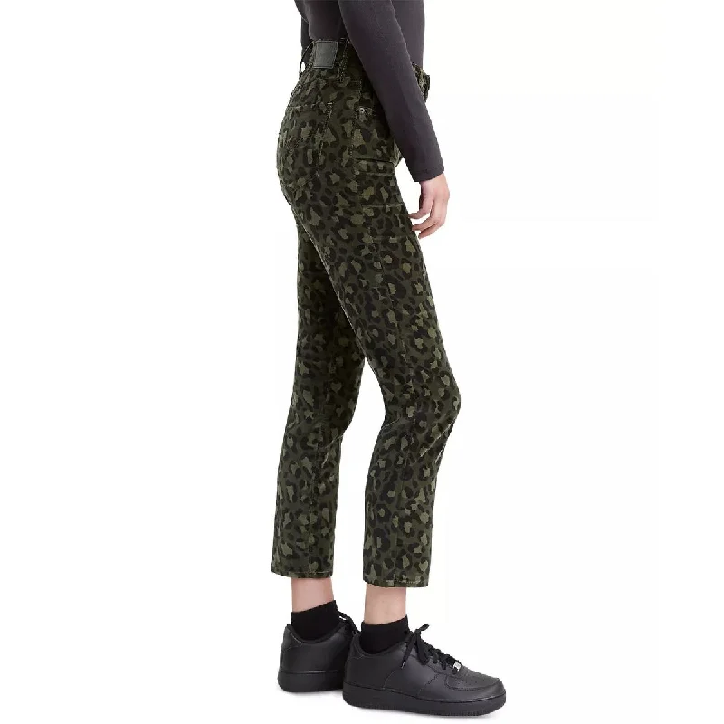 casual slim fit jeans for women -Levi's Women's Limited 724 Printed Cropped Straight Leg Jeans Green Size 34