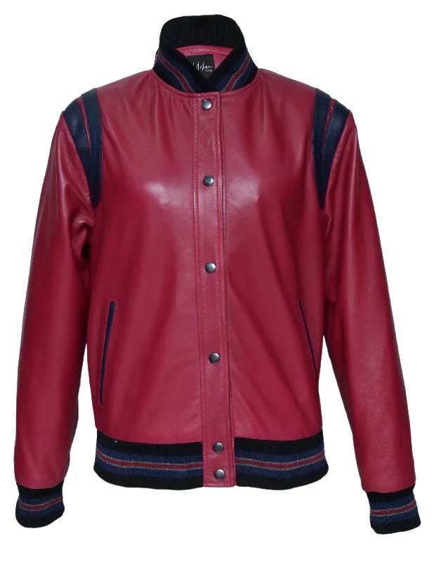 women's varsity bomber jacket -BROOKE BOMBER WOMEN LEATHER JACKET