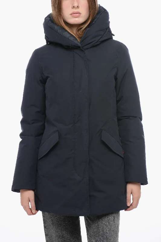 double-layered long coat for women -Woolrich Padded ECO BYRD Parka with Hood