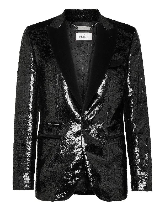 women's relaxed boyfriend blazer -Velvet & Lurex Blazer Lord fit Sartorial