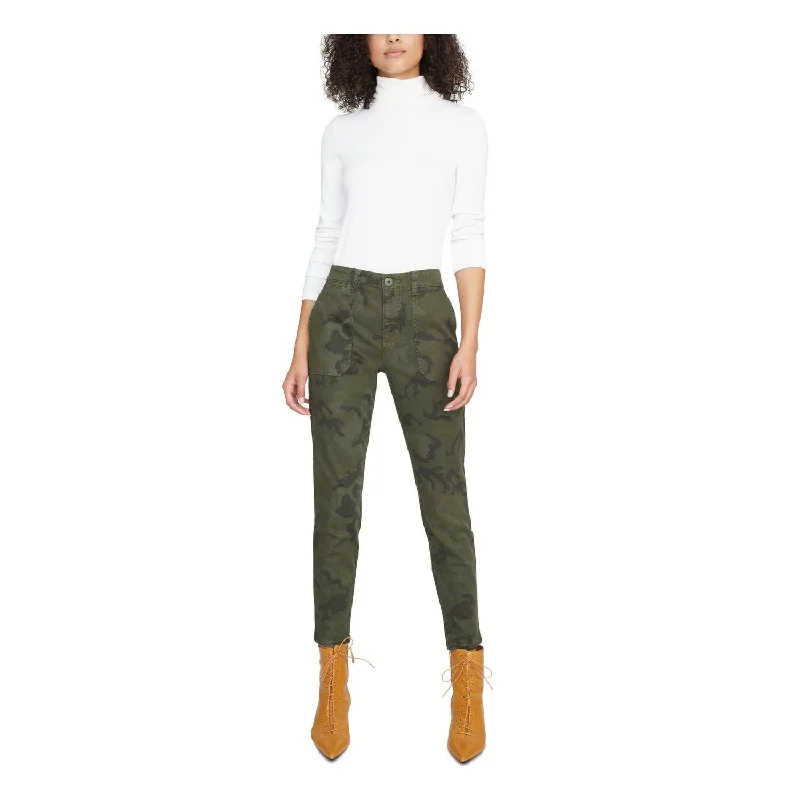 ladies' comfortable stretch jeans -Sanctuary Women's Zippered Pocketed Ankle Camouflage Skinny Jeans Green Size 29