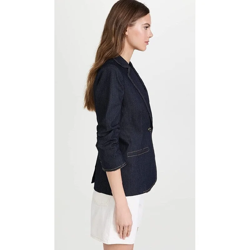 women's mid-length wool coat -Cinq à Sept Women's Denim Khloe Blazer Indigo