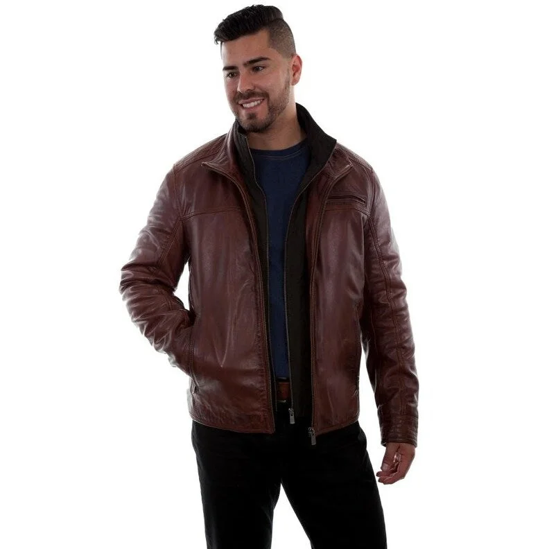 sleek satin bomber jacket for women -Scully Western Jacket Men Zip Front Quilted Inset Ribbed Cuffs F0_1021