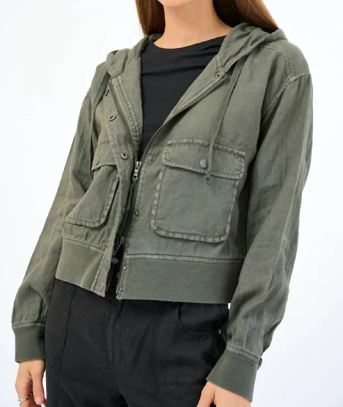 ladies' faux suede jacket -Nori Jacket In Fatigue