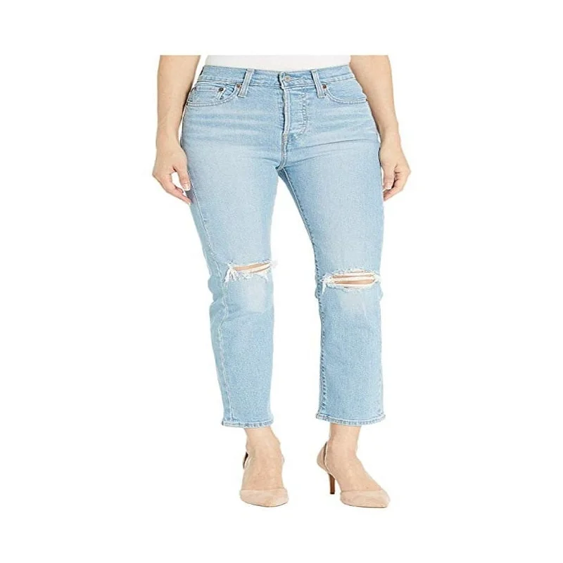 casual straight-fit jeans for women -Levi's Women's Distressed Cropped Jeans Blue Size 50X42