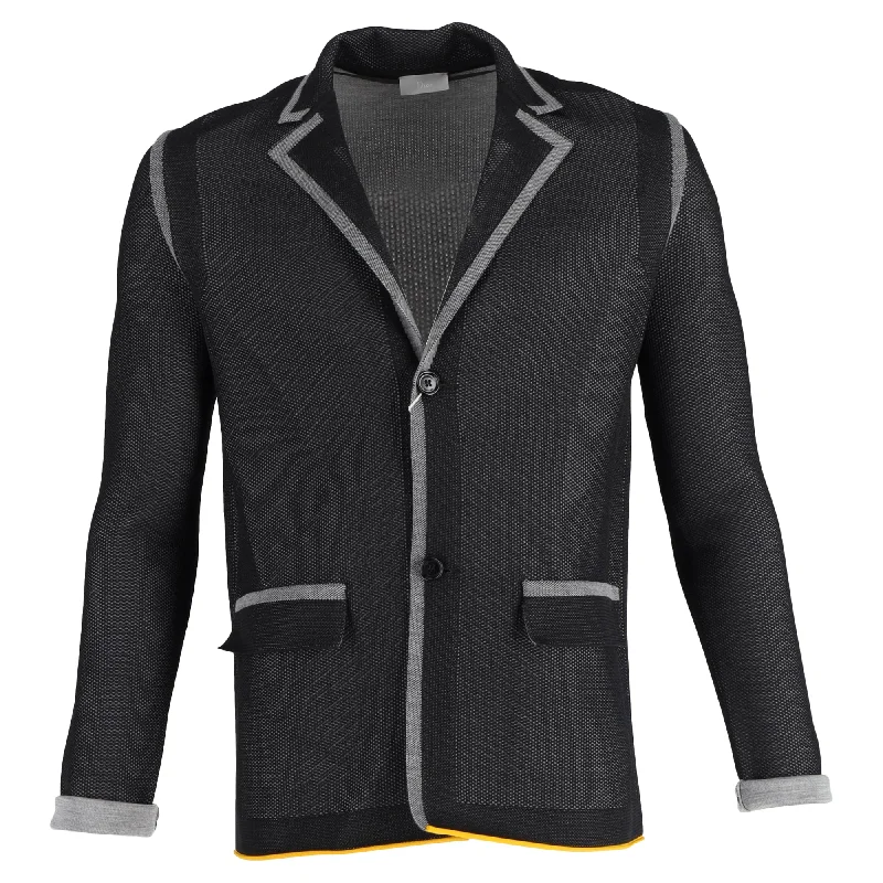 winter parka for women -Dior Colorblock Blazer in Black Wool