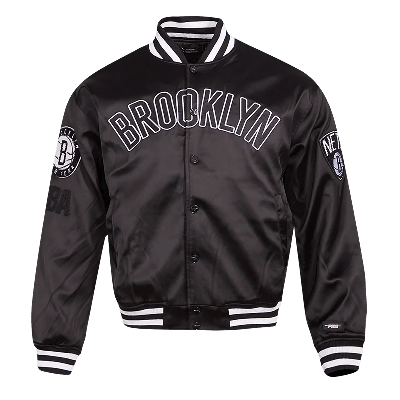 ladies' fleece zip-up jacket -NBA BROOKLYN NETS CITY JACKET (BLACK)