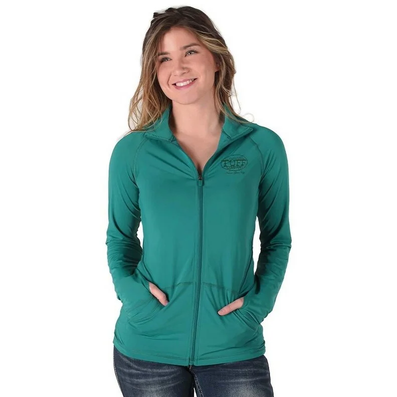 ladies' insulated ski jacket -Cowgirl Tuff Western Jacket Womens Lightweight Zip Pine 100561