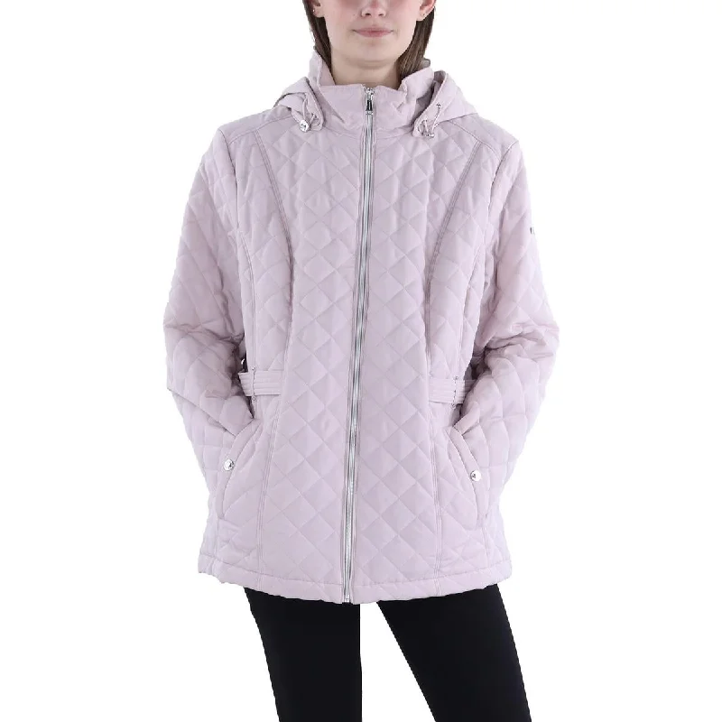 women's asymmetrical zip jacket -Womens Hooded Short Quilted Coat