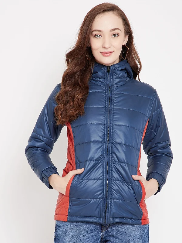 sporty track jacket for women -JUMP USA Women Blue Padded Jacket