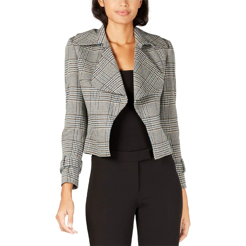 classic women's wool coat -Anne Klein Womens Houndstooth Jacket, Blue, 2