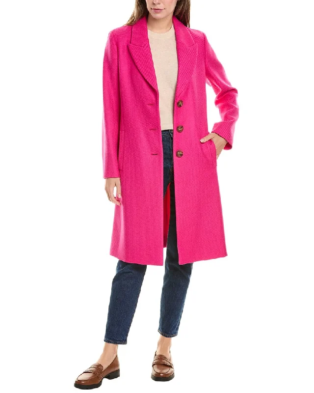 women's waterproof raincoat -Carolina Herrera Long Collared Wool Coat