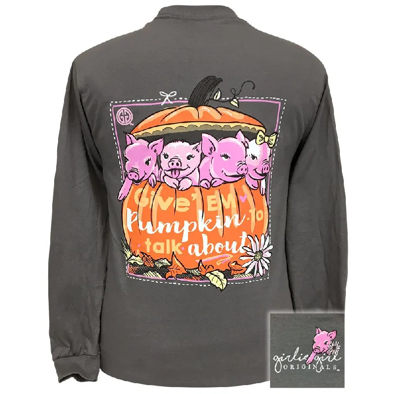 women's breathable activewear top -Piggy Pumpkin Charcoal-LS-2268