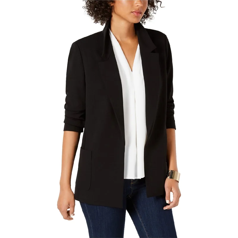 ladies' fleece zip-up jacket -Nine West Womens Open Front Blazer Jacket, Black, X-Small