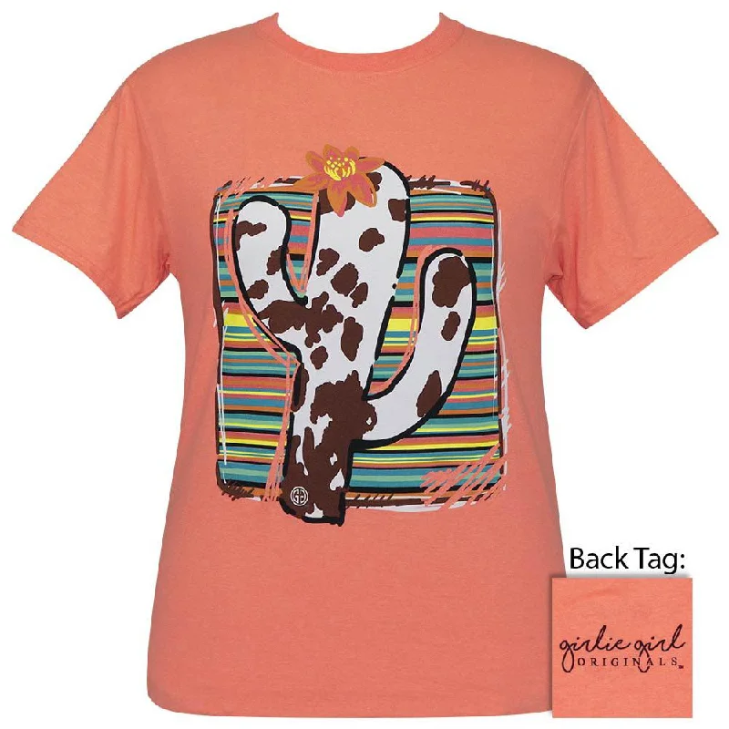 ladies' ruched front blouse -Serape Cactus Cow  - Retro Heather Coral SS-2400