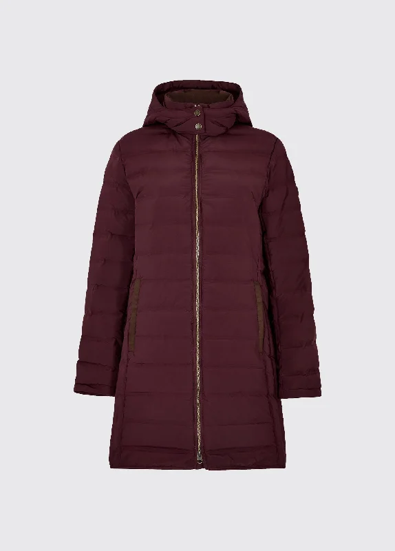 long elegant trench coat for women -Ballybrophy Quilted Jacket - Ox Blood