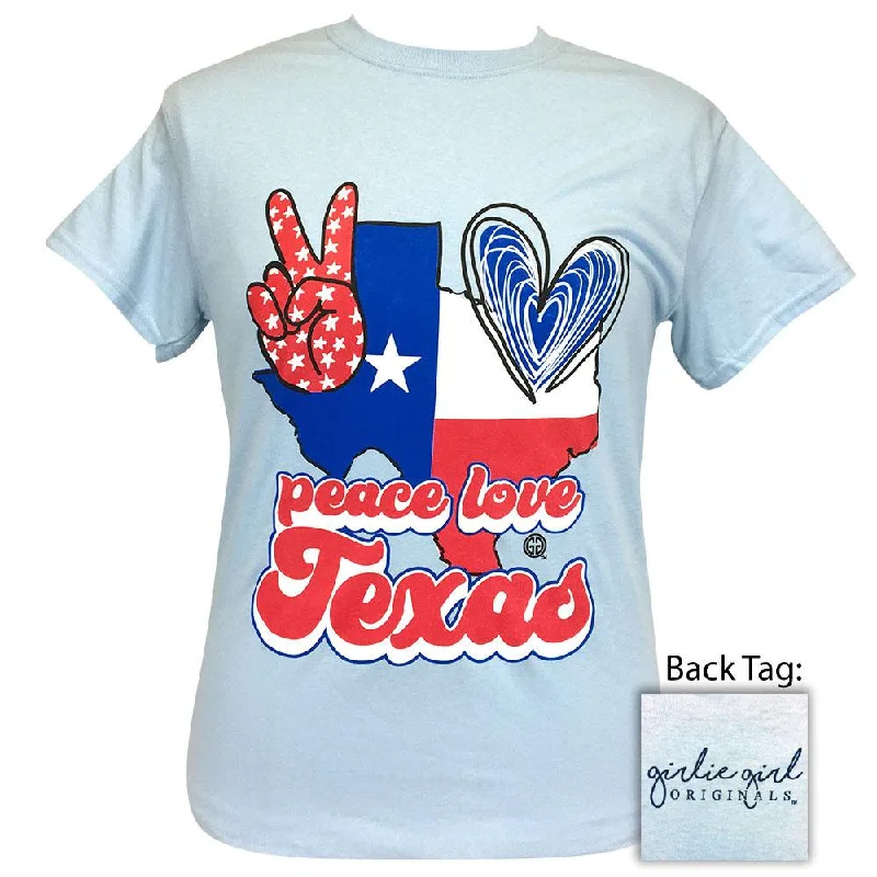 soft-touch modal t-shirt for women -Peace Love TX Light Blue SS