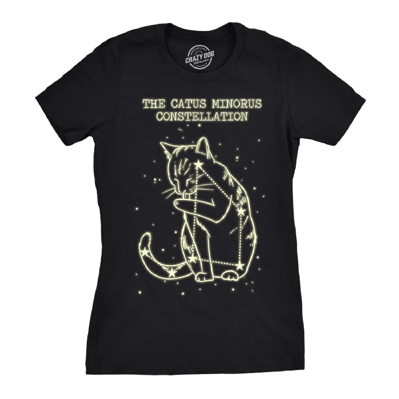 loose-fitting tunic top for women -Catus Minorus Constellation Glow In The Dark Women's T Shirt