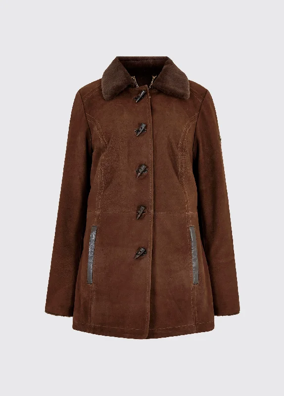 ladies' designer overcoat -Clarke Leather Jacket - Walnut