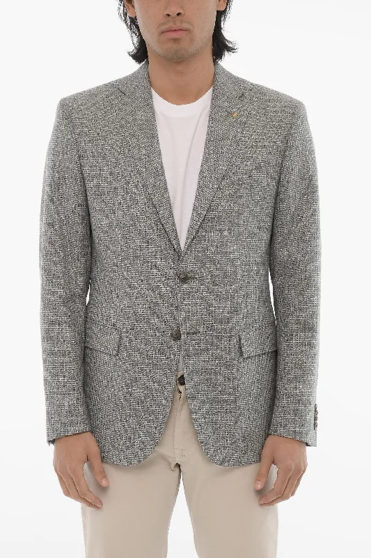 women's varsity bomber jacket -Corneliani Cc Collection Silk And Virgin Wool 2-Button Blazer With Flap