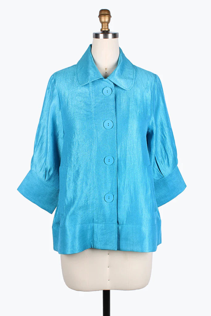 women's oversized corduroy jacket -Damee Wide Ball collar jacket 4741-Sky