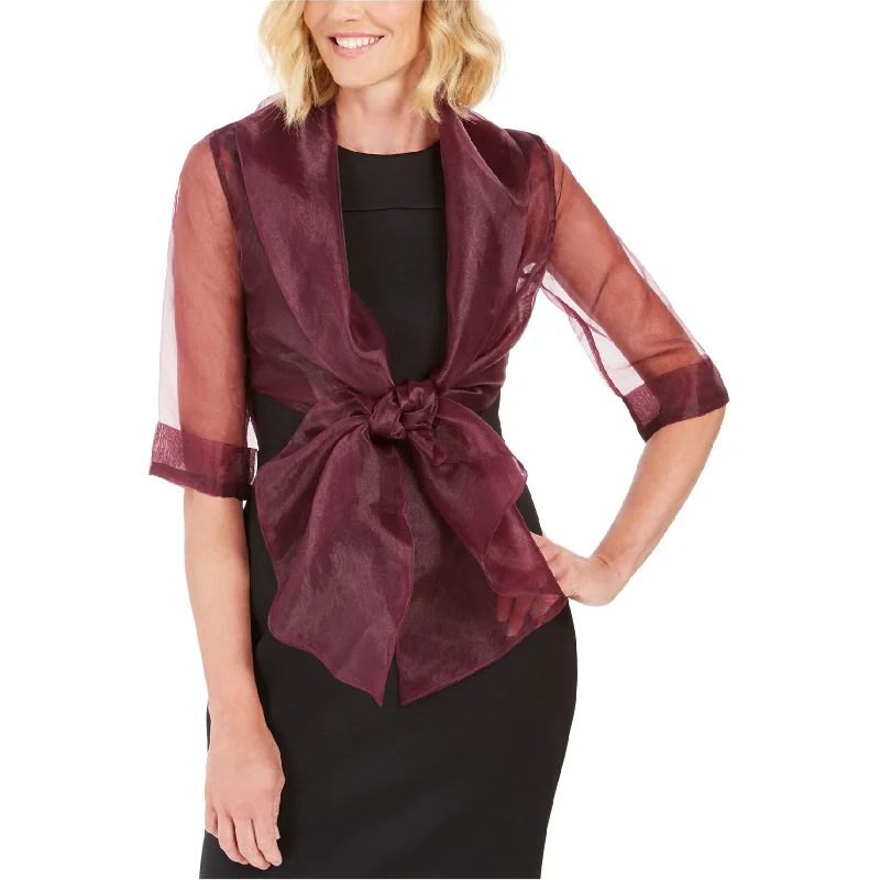 ladies' fleece zip-up jacket -Adrianna Papell Womens Organza Wrap Jacket, Purple, Medium