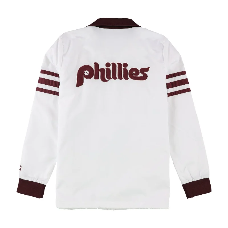 ladies' waterfall drape coat -STARTER Womens Philadelphia Phillies Jacket, White, Medium