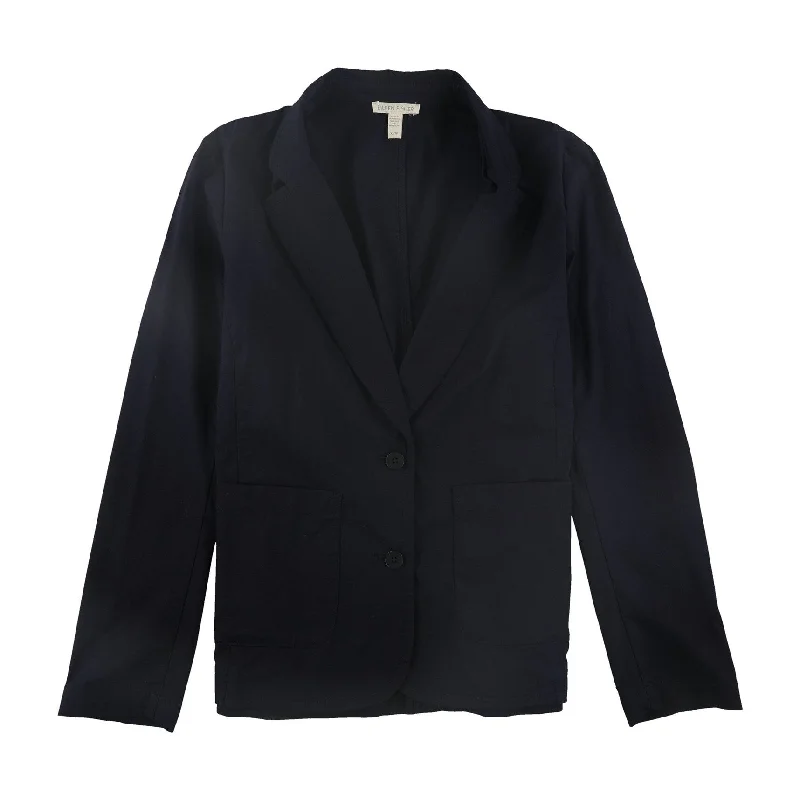 casual linen jacket for women -Eileen Fisher Womens Notched Collar Blazer Jacket, Blue, X-Small