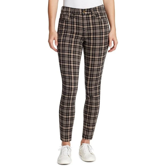 women's chic high-rise jeans -William Rast Women's Plaid Slim Straight Jeans Black