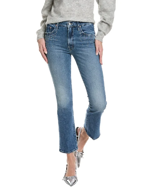 women's straight leg casual jeans -MOTHER The Insider Flood High-Rise Metal Magic Bootcut Jean