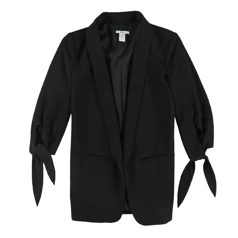 double-layered long coat for women -bar III Womens Tie-Sleeve Blazer Jacket, Black, Small