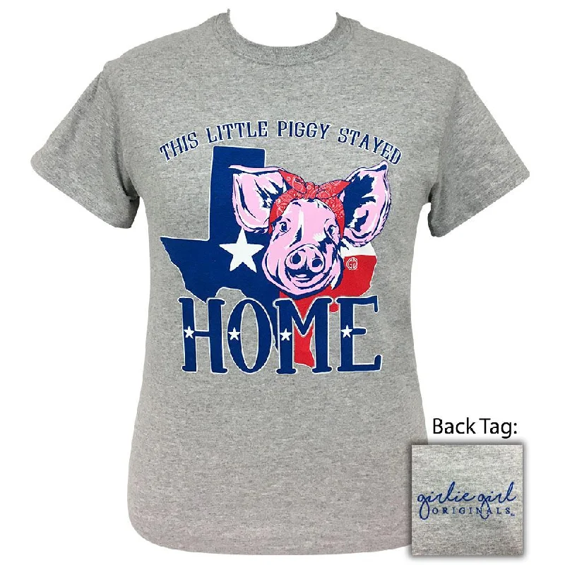 breathable moisture-wicking top for women -Piggy Home Texas Sports Grey-SS-2040