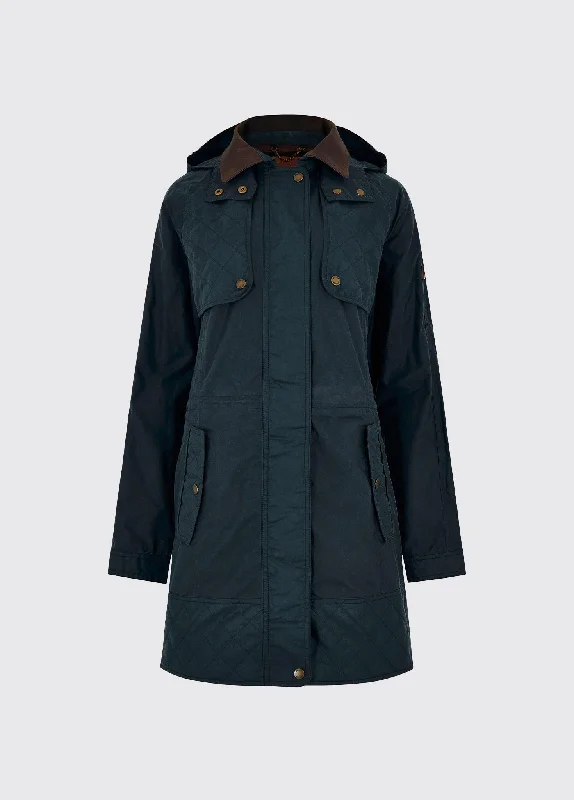 ladies' cashmere overcoat -Radford Ladies Waxed Cotton Jacket - Storm Blue