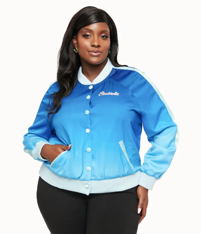 women's oversized corduroy jacket -Disney Princess collection by Unique Vintage Plus Size Cinderella Blue Ombre Long Sleeve Bomber Jacket