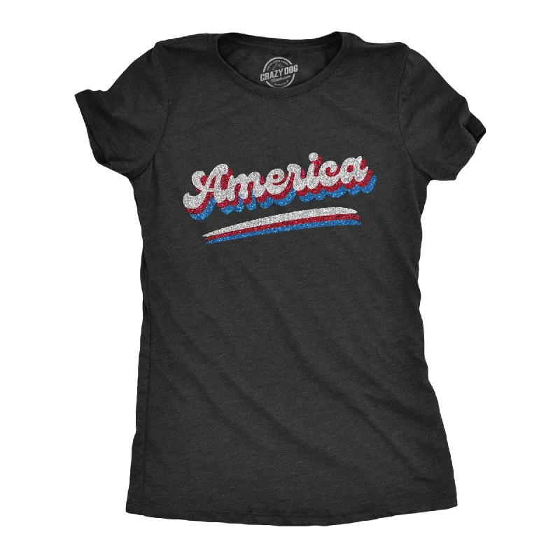 cute peplum blouse for ladies -America Retro Glitter Women's T Shirt