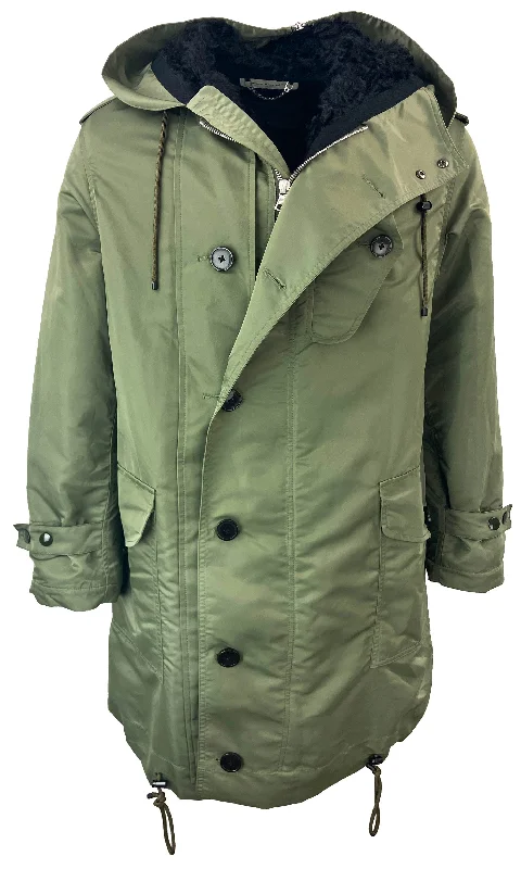 zip-up casual anorak jacket for women -Dries Van Noten Verreli Jacket in Green Khaki