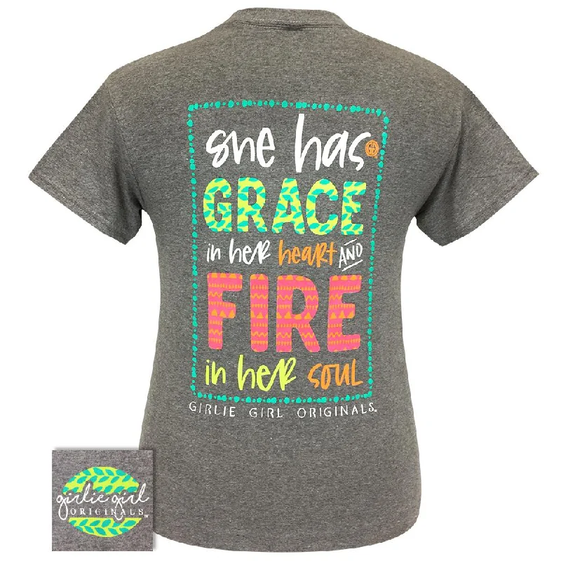 casual scoop neck t-shirt for women -Grace and Fire-Graphite Heather SS-2239