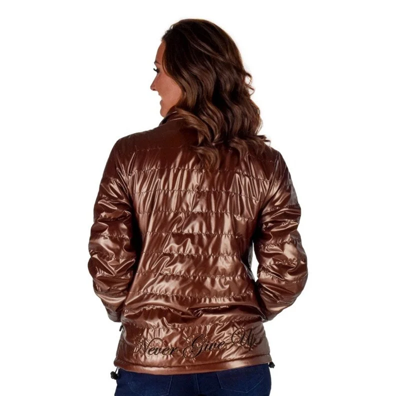 women's winter coat -Cowgirl Tuff Western Jacket Womens Zip Hand Pocket Logo Copper 100730