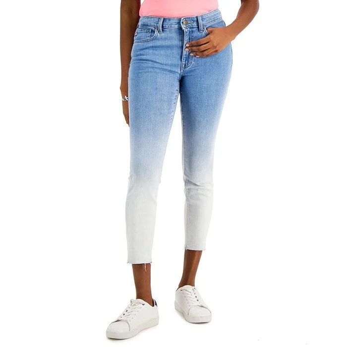 women's mid-rise skinny jeans -Tommy Hilfiger Women's Tribeca Th Flex Dip Dye Skinny Jeans Blue Size 2 - 25