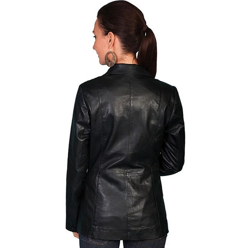 ladies' fur-lined jacket -Scully Western Jacket Womens Fitted Leather Button Front F0_L646