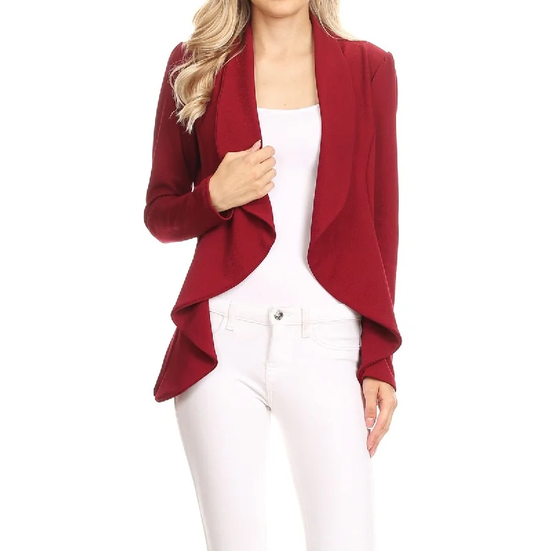 women's classic pea coat -Women's Casual Solid Long Sleeve Loose Fit Open Blazer Jacket