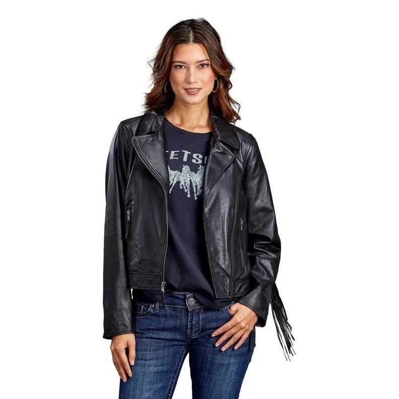 women's relaxed boyfriend blazer -Stetson Western Jacket Womens Motorcycle Black 11-098-0539-7104 BL