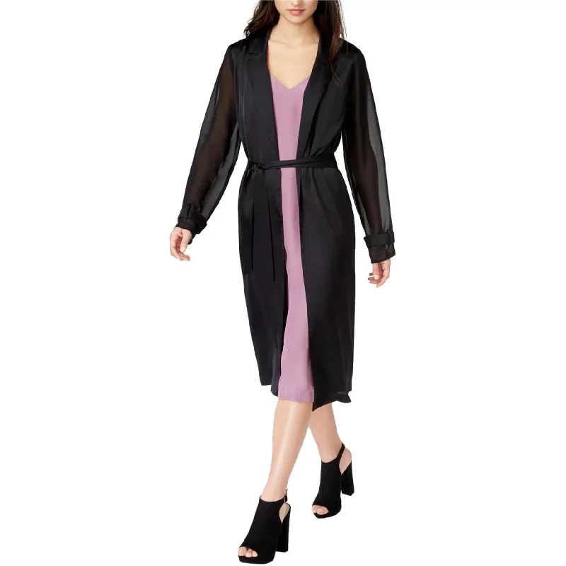 casual linen jacket for women -Kensie Womens 1597 Black Belted Blazer Jacket