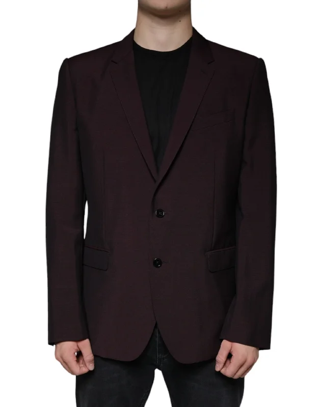 sleek satin bomber jacket for women -Dolce & Gabbana  Wool Single Breasted Dress Men's Blazer