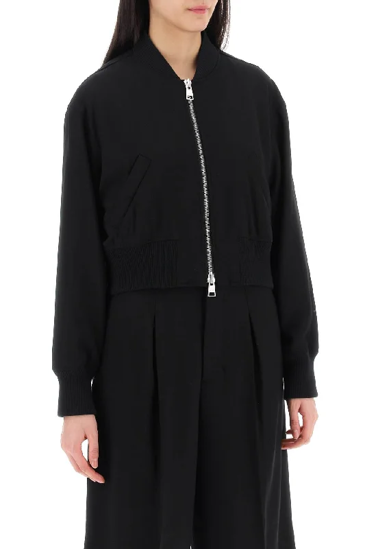 sophisticated evening coat for women -Ami Alexandre Matiussi Cropped Twill Bomber Jacket